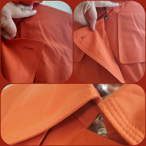 Retro Primary Orange Double Breasted Trench Coat S - Picture 15 of 16
